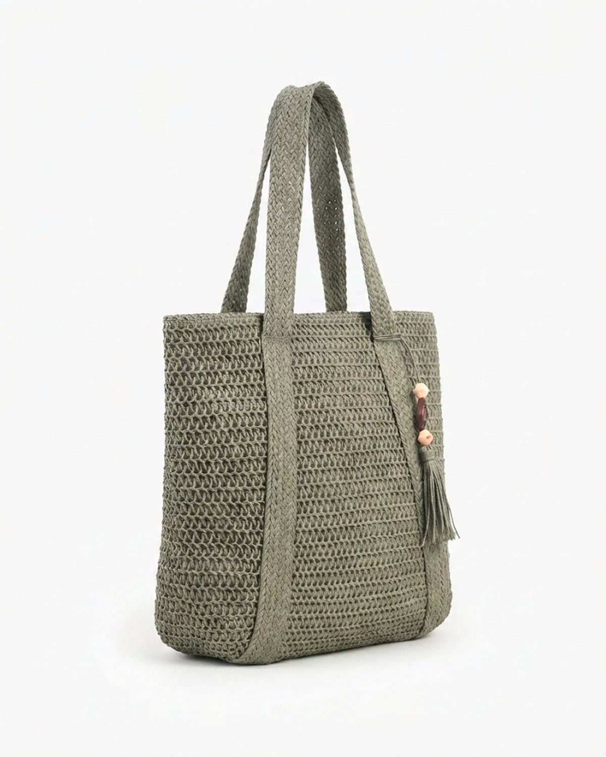 Maison Loria The Ninon Straw Tote in Olive Green