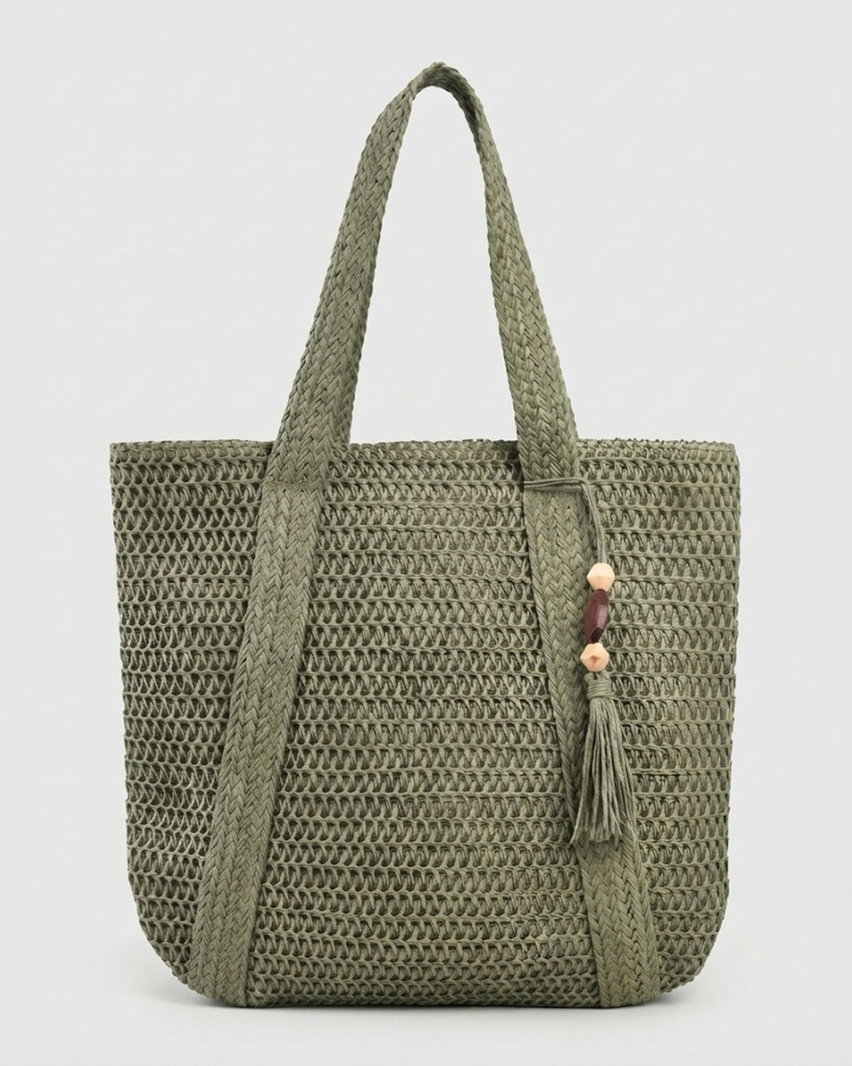 Maison Loria The Ninon Straw Tote in Olive Green