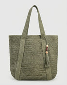 Maison Loria The Ninon Straw Tote in Olive Green